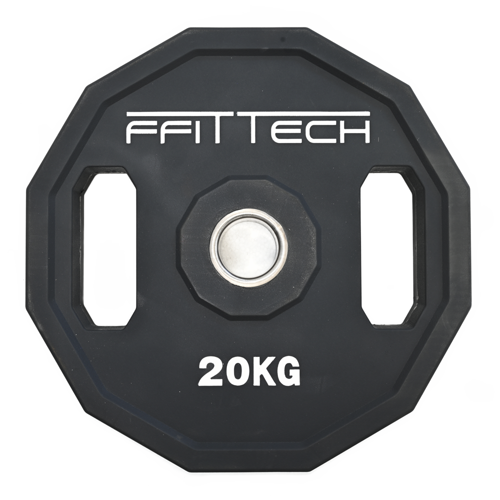 a black weight plate with white text