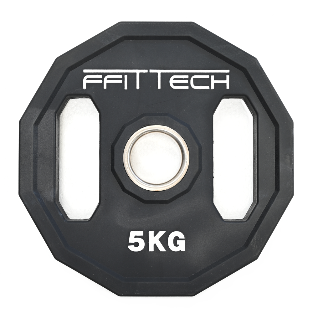 a black round weight plate with white text