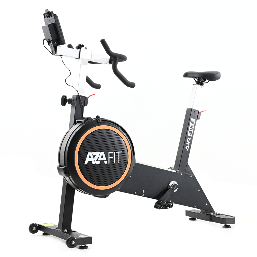a exercise bike with a black and orange device