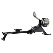 a black exercise machine with a screen