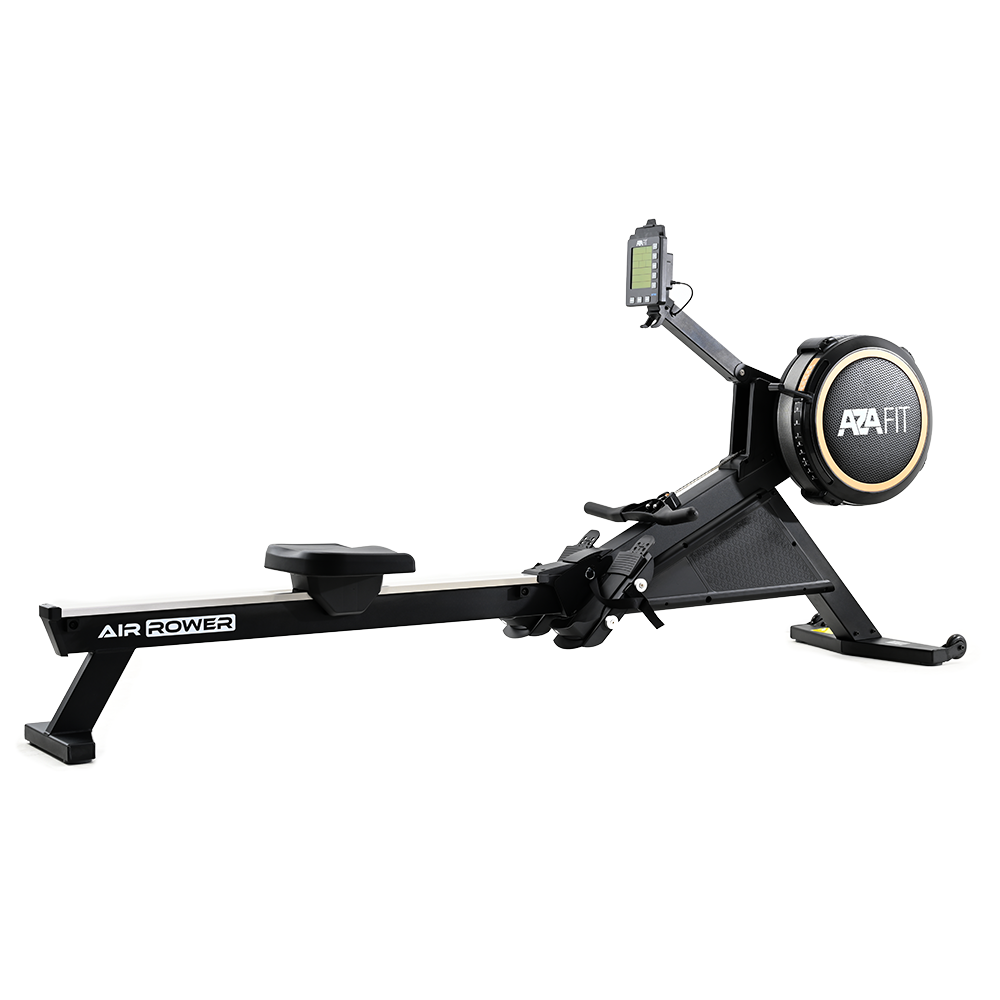 a black exercise machine with a screen