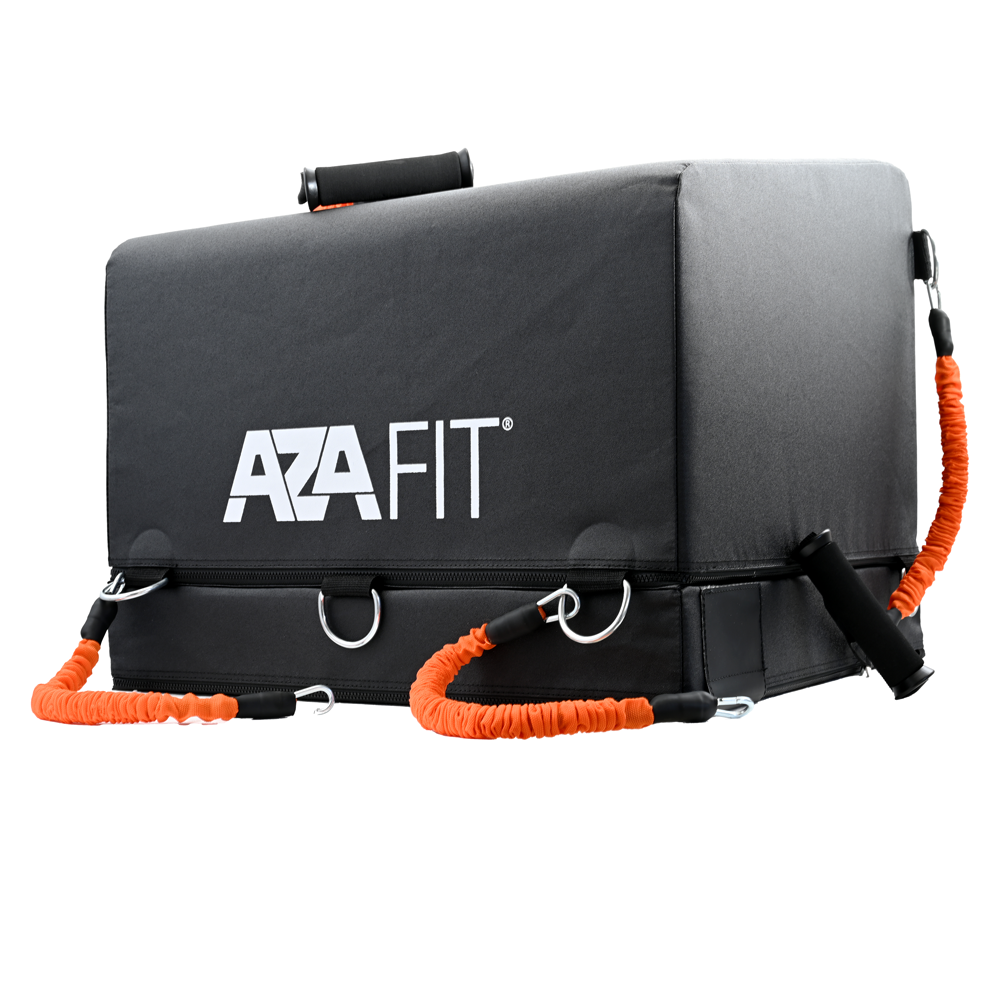 a black box with orange straps