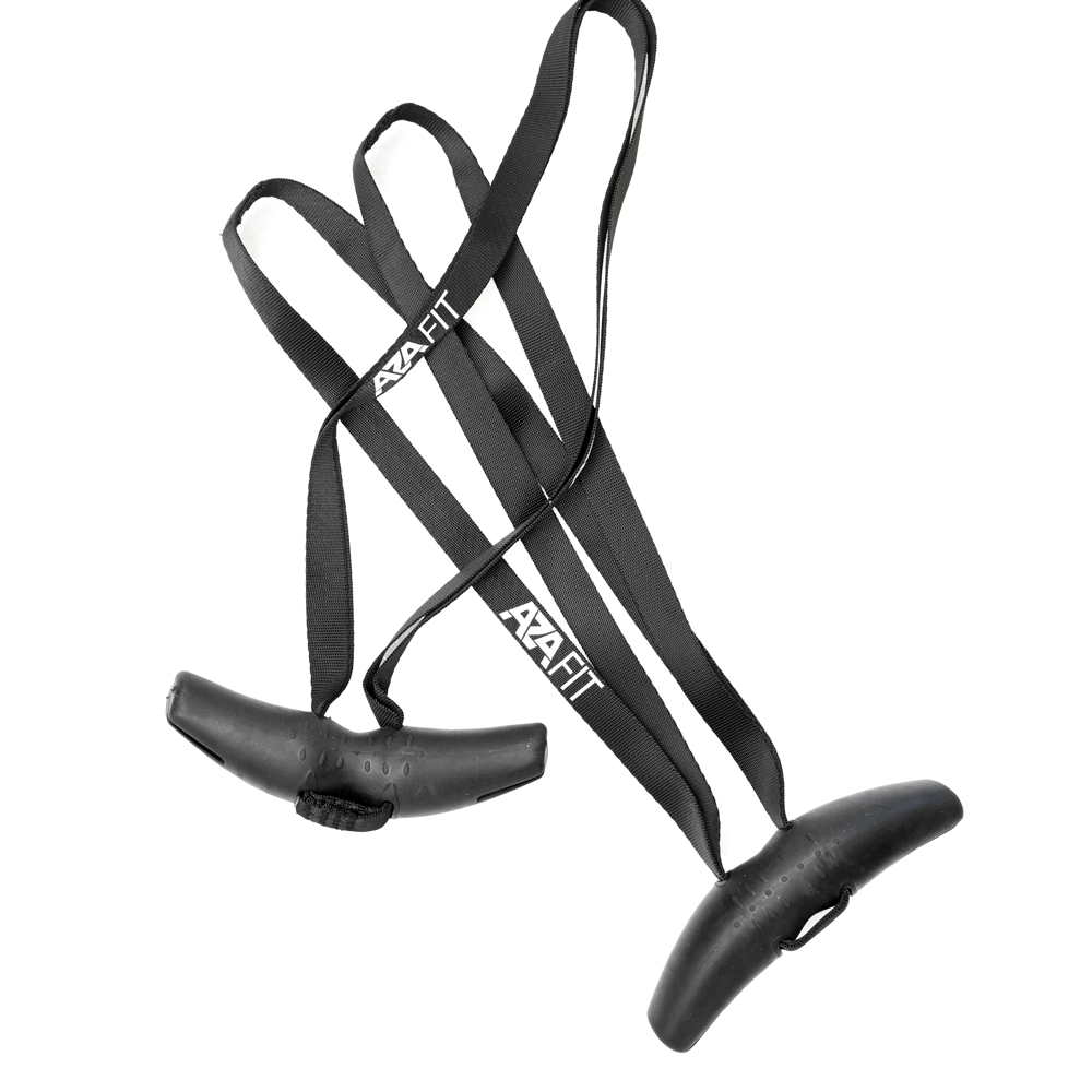 a pair of black straps with handles