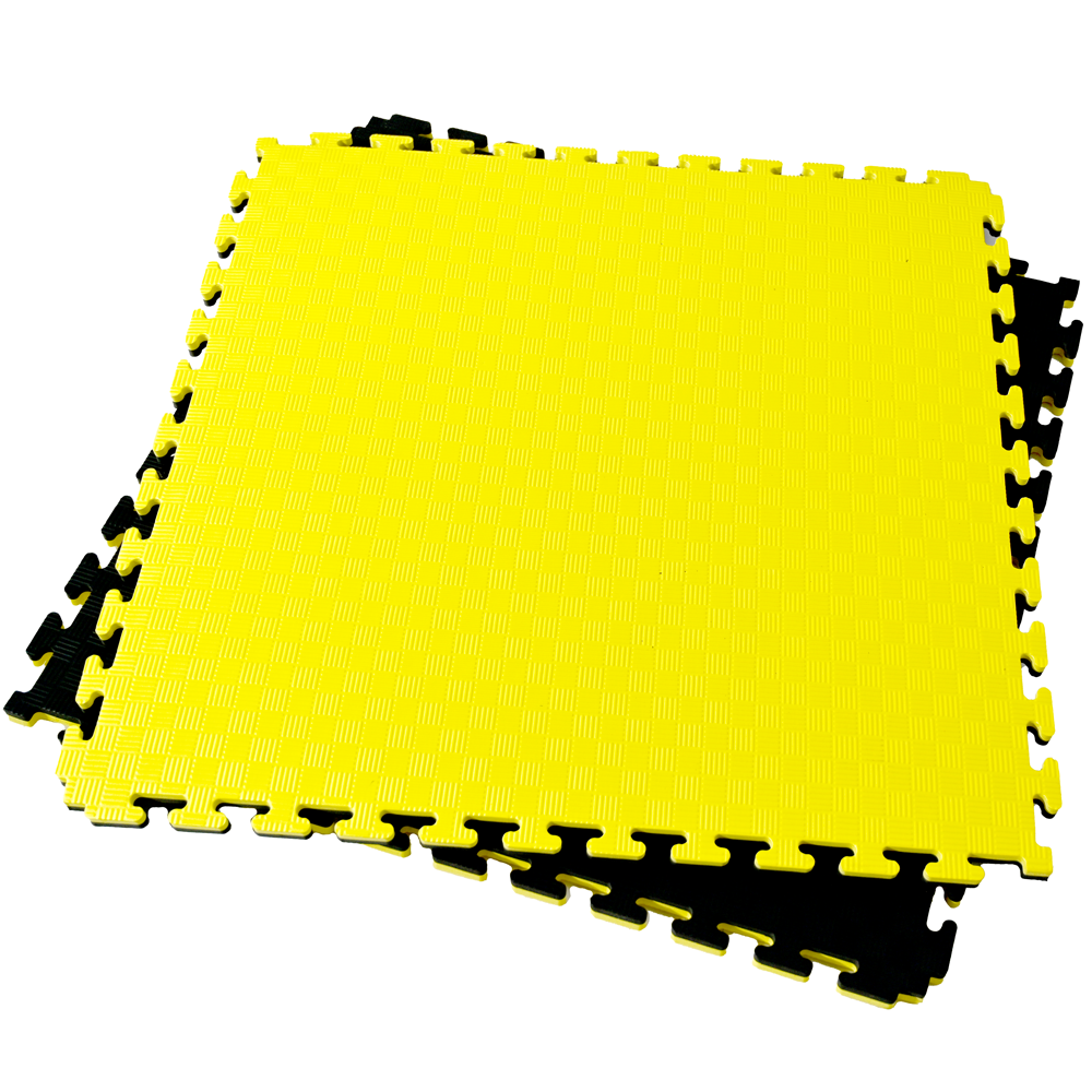Tatami Amarelo e Preto 2,5 cm – Piso EVA para artes marciais, judo, MMA