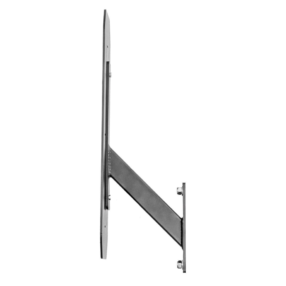 Perfil lateral oposto do alvo WALLCOUNT AZAFIT, com braço diagonal e base de fixação com dois parafusos.