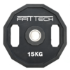 a black round weight plate with white text
