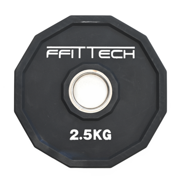 a black round weight plate with white text