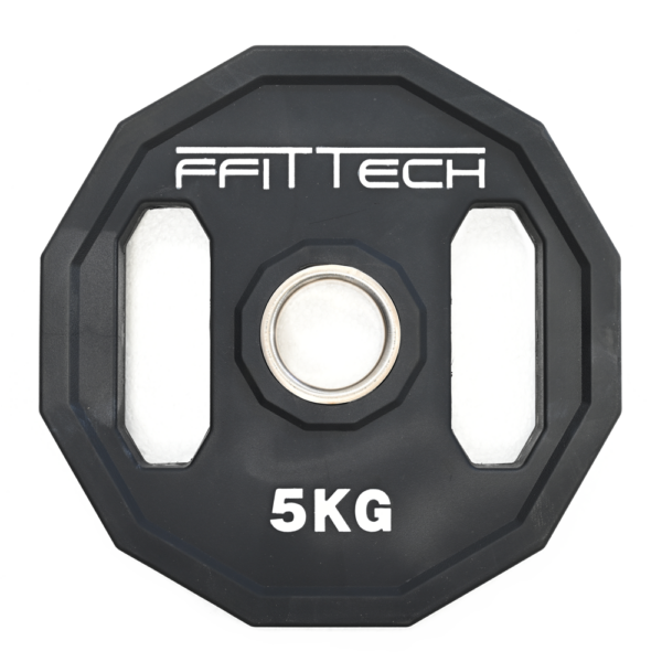 a black round weight plate with white text